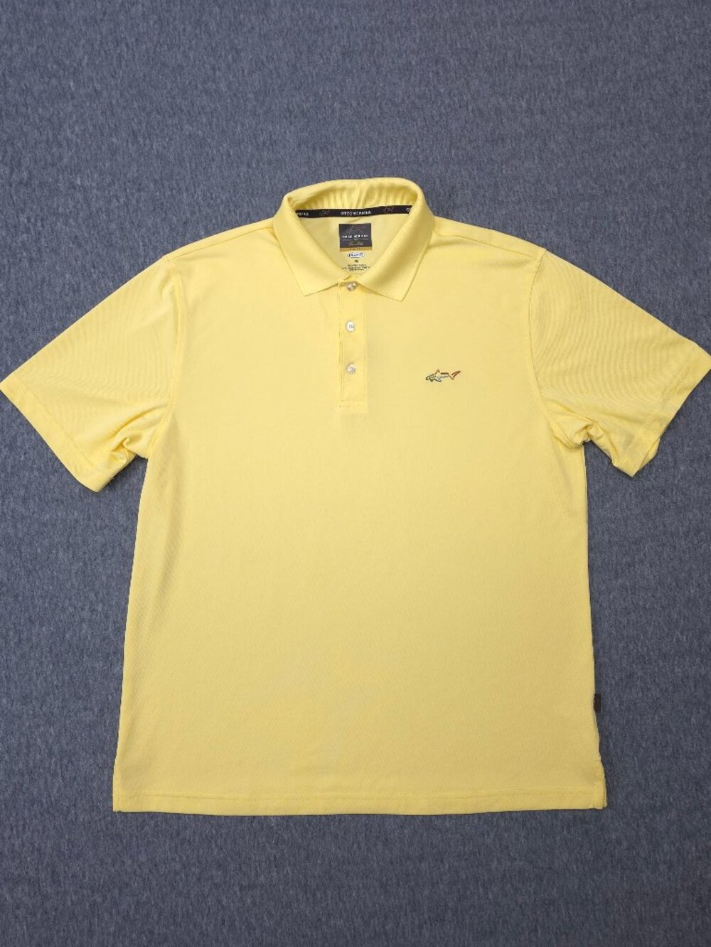 Greg Norman for Tasso Elba Five Iron Play Dry Golf Polo Mens M Yellow